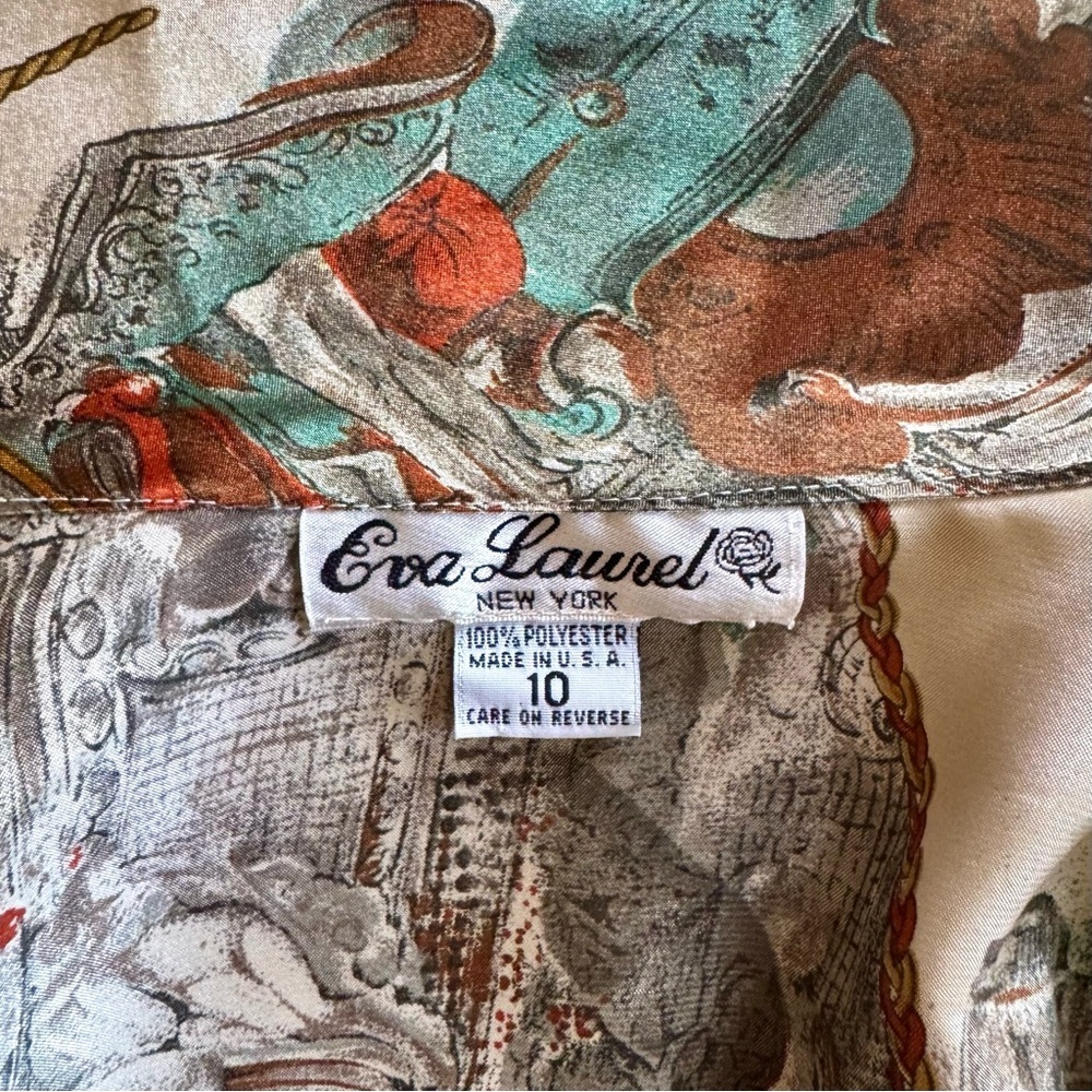 Vintage Baroque-Style Polyester Button-Up Shirt - Picture 5 of 8